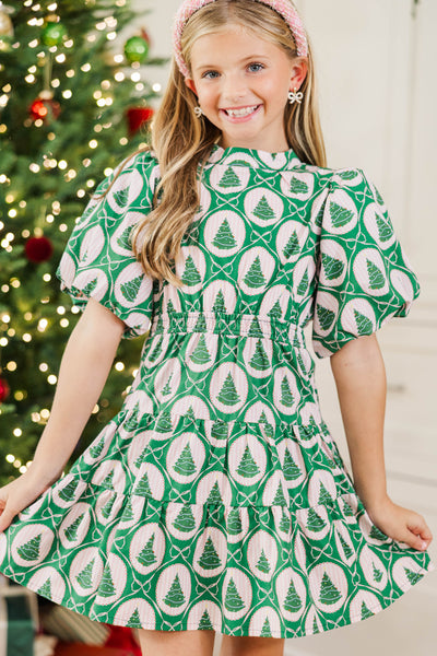 green emerald velvet dress Girls: The Savannah Emerald Christmas Tree Novelty Dress – Shop the Mint
