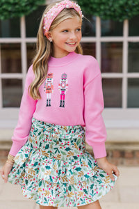 Girls: Nutcracker Fun Pink Embroidered Sweater