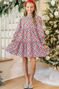 Girls: All About It Red and Emerald Plaid Babydoll Dress