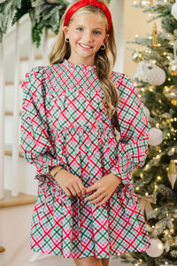 Girls: All About It Red and Emerald Plaid Babydoll Dress