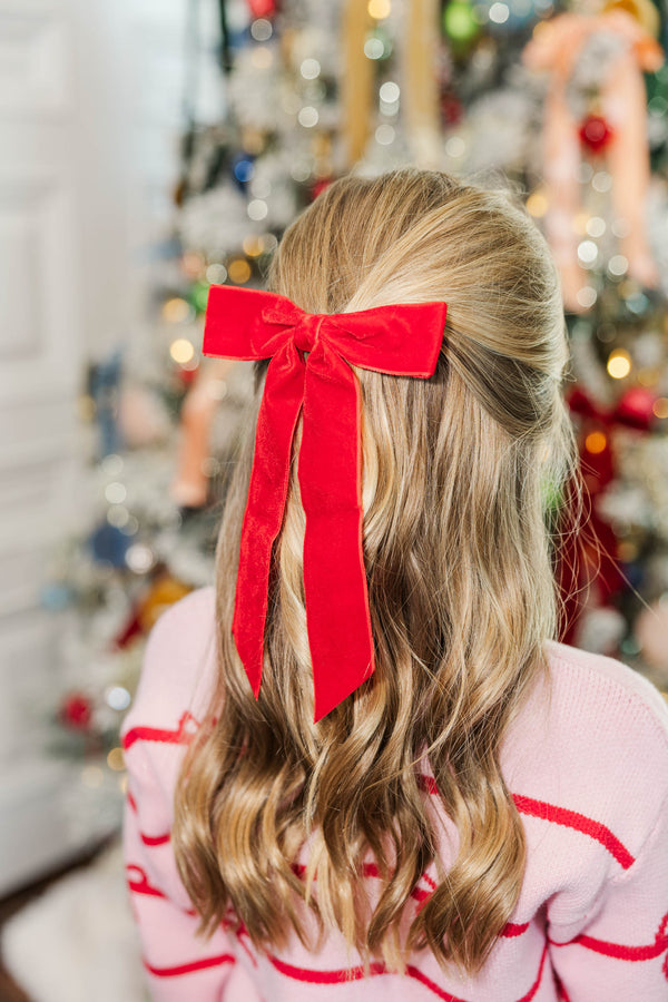 Girls: Pretty in Velvet Red Bow