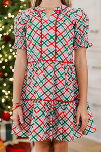 Girls: At The Time Emerald Plaid Dress