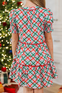 Girls: At The Time Emerald Plaid Dress