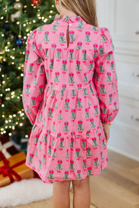 Girls: On Your Way Pink Tree Print Babydoll Dress
