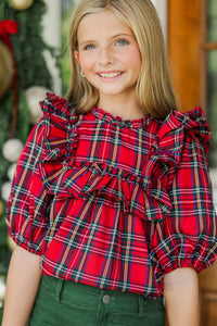 Girls: In A Dream Red Plaid Blouse