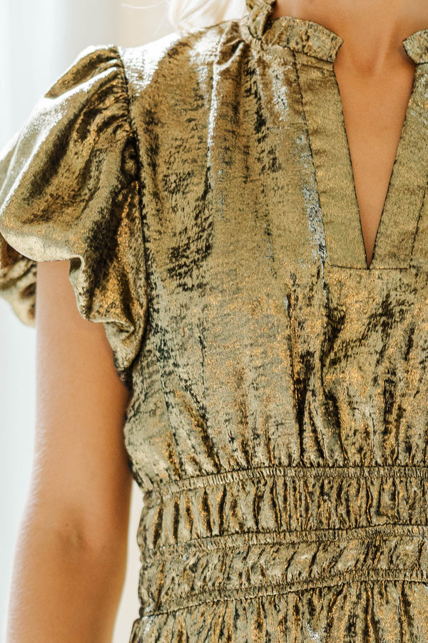Let's Get Going Gold Metallic Dress, X-Small - The Mint Julep Boutique | Women's Boutique Clothing Let's Get Going Gold Metallic Dress, X-Small - The Mint Julep Boutique | Women's Boutique Clothing