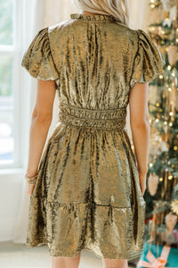 Let's Get Going Gold Metallic Dress