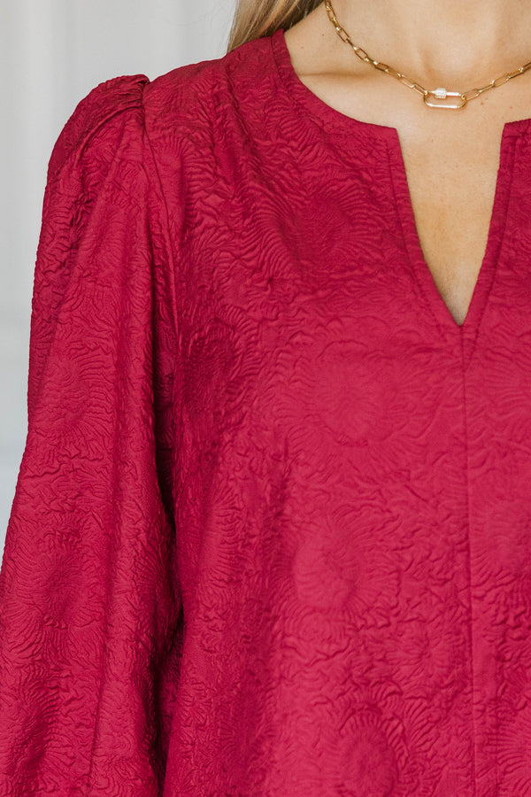 At A Glance Red Textured Dress