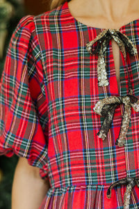 So Much Joy Red Plaid Blouse