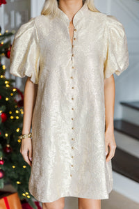 Chic Influence Gold Brocade Dress