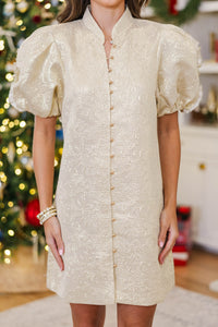 Chic Influence Gold Brocade Dress