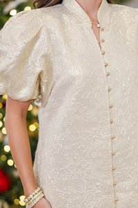 Chic Influence Gold Brocade Dress