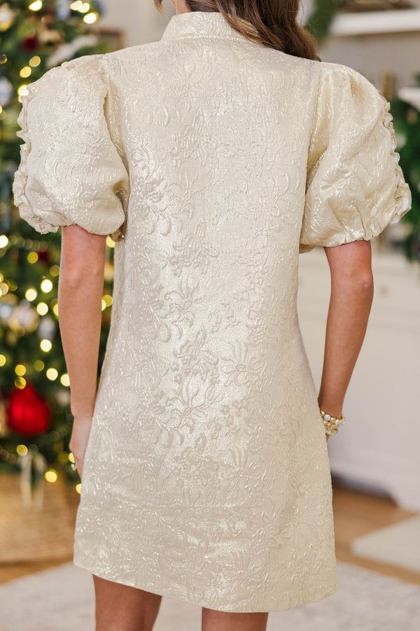 Chic Influence Gold Brocade Dress