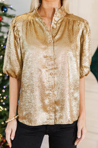 With All My Heart Gold Shimmer Blouse