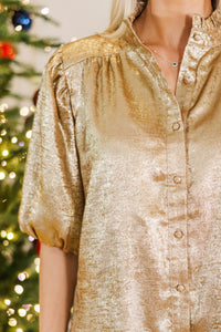 With All My Heart Gold Shimmer Blouse