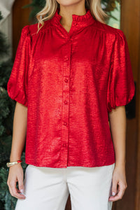 With All My Heart Red Shimmer Blouse