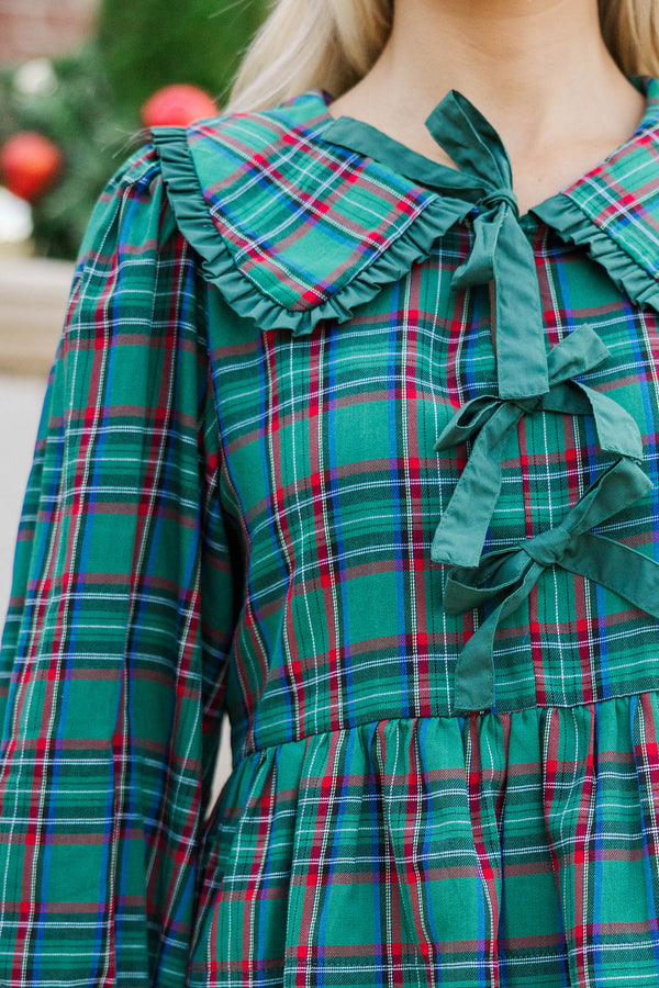 All In Time Emerald Green Bow Print Blouse