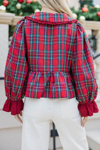 All In Time Red Tartan Plaid Blouse