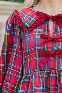 All In Time Red Tartan Plaid Blouse