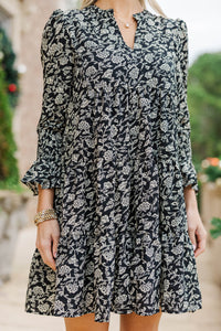 In Your Happy Place Black Toile Embellished Dress