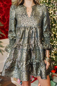 In Your Happy Place Black and Gold Metallic Dress