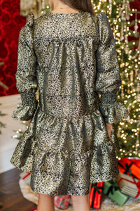 In Your Happy Place Black and Gold Metallic Dress