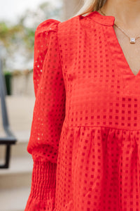 In Your Happy Place Red Textured Dress