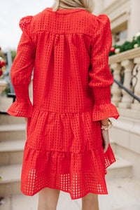 In Your Happy Place Red Textured Dress