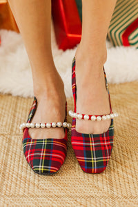 Merry And Chic Red Tartan Plaid Flats