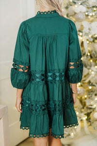 Hearing The Bells Emerald Crochet Dress