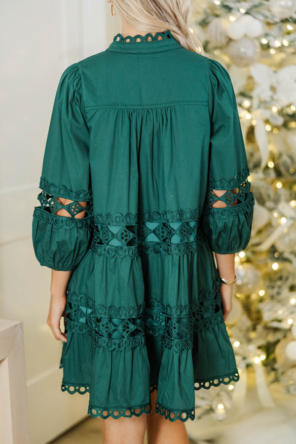 Hearing The Bells Emerald Crochet Dress