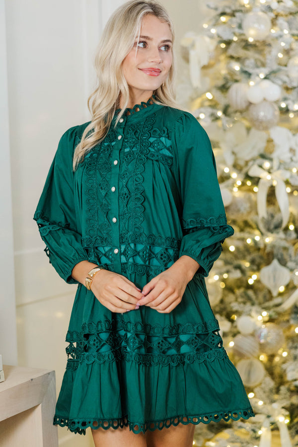 Hearing The Bells Emerald Crochet Dress