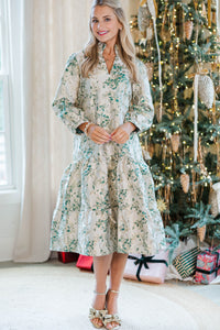 Always On My Mind Gold Brocade Midi Dress