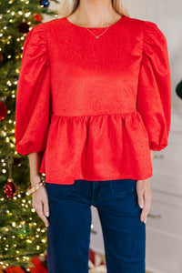 Look At You Red Textured Blouse