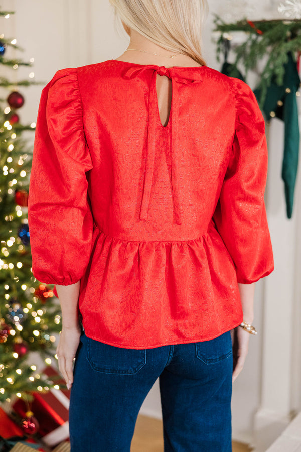 Look At You Red Textured Blouse