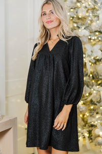 Above And Beyond Black Glitter Shift Dress