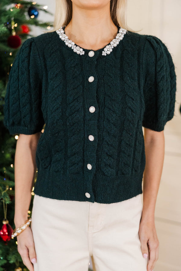 Share The Light Emerald Cable Knit Cardigan