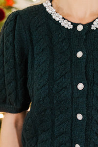 Share The Light Emerald Cable Knit Cardigan