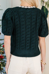 Share The Light Emerald Cable Knit Cardigan