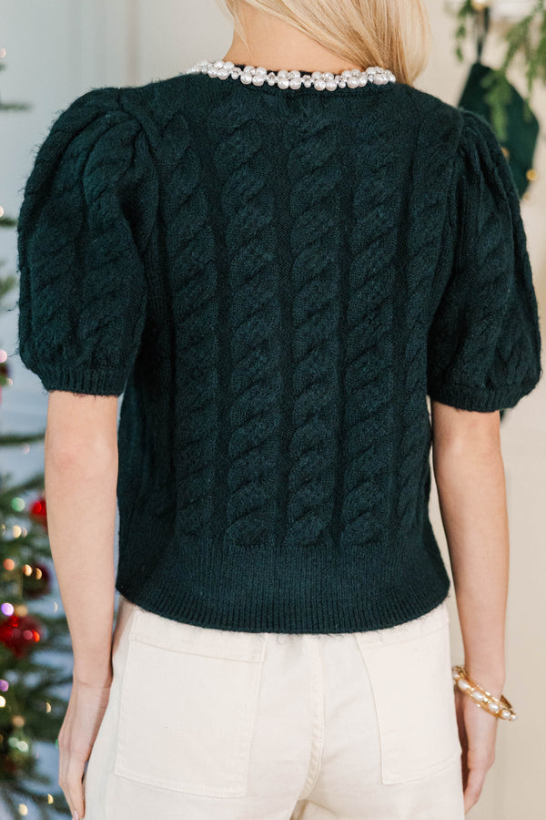 Share The Light Emerald Cable Knit Cardigan