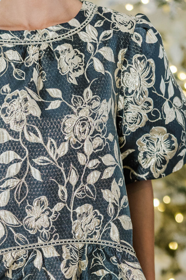 Look To Me Black Brocade Shift Dress