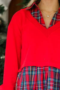 Keeping The Joy Red Plaid Babydoll Dress