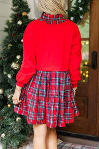 Keeping The Joy Red Plaid Babydoll Dress