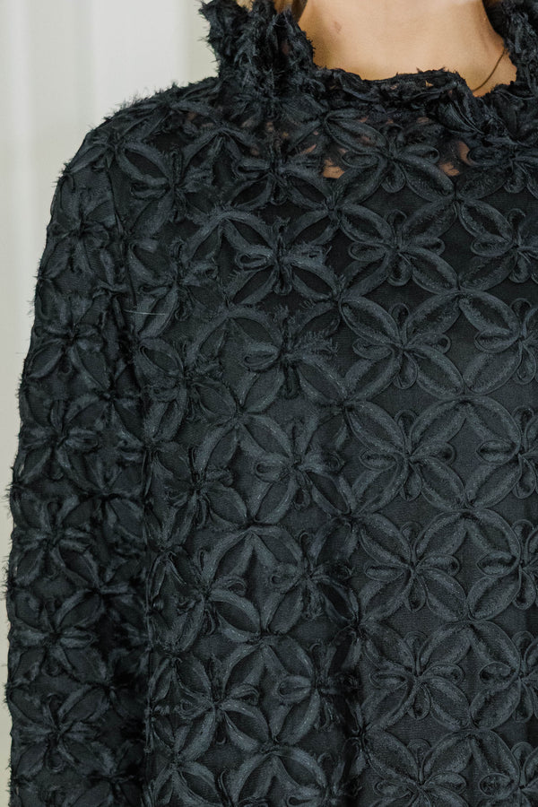 This Is It Black Textured Swing Dress