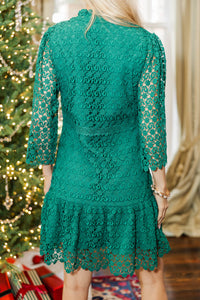 A Holiday Classic Emerald Eyelet Dress