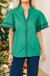 Free To Be You Emerald Green Rickrack Blouse