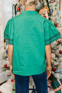 Free To Be You Emerald Green Rickrack Blouse
