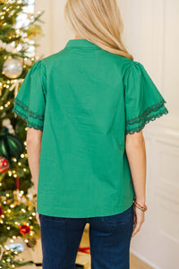 Free To Be You Emerald Green Rickrack Blouse