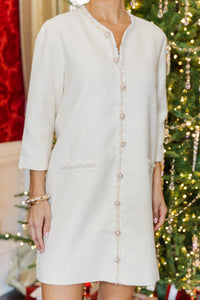 Speak Up Cream Tweed Dress