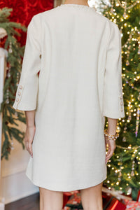 Speak Up Cream Tweed Dress